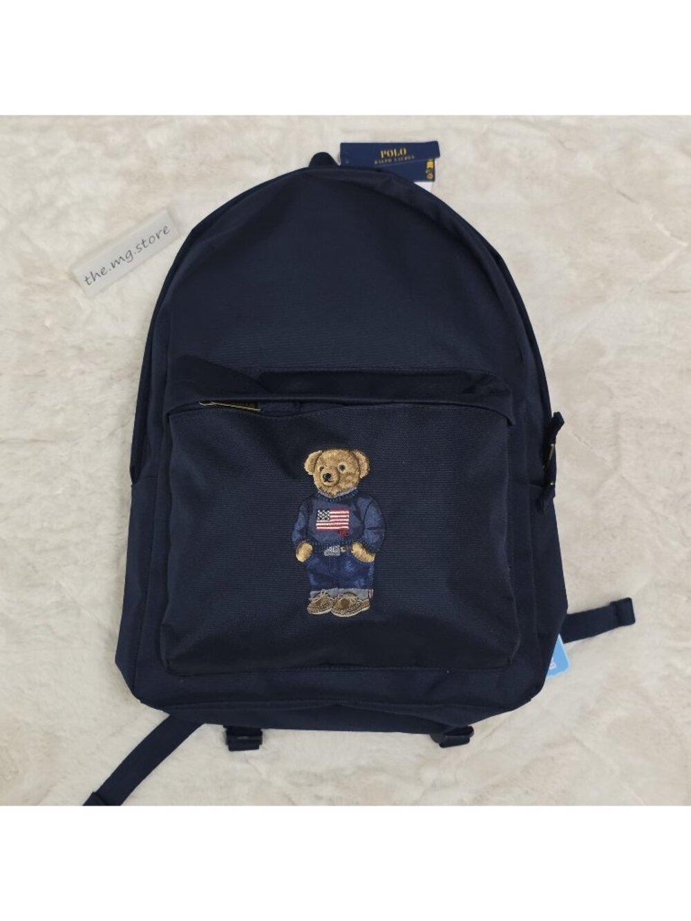 Polo Ralph Lauren Backpack Full Size Laptop Navy Blue Polo Bear School Bag NWT